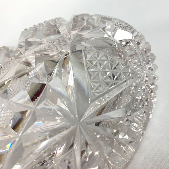 Cut Lead Crystal Glass Candy Nuts Snacks Dish American Brilliant Curved Edge - Picture 9 of 10